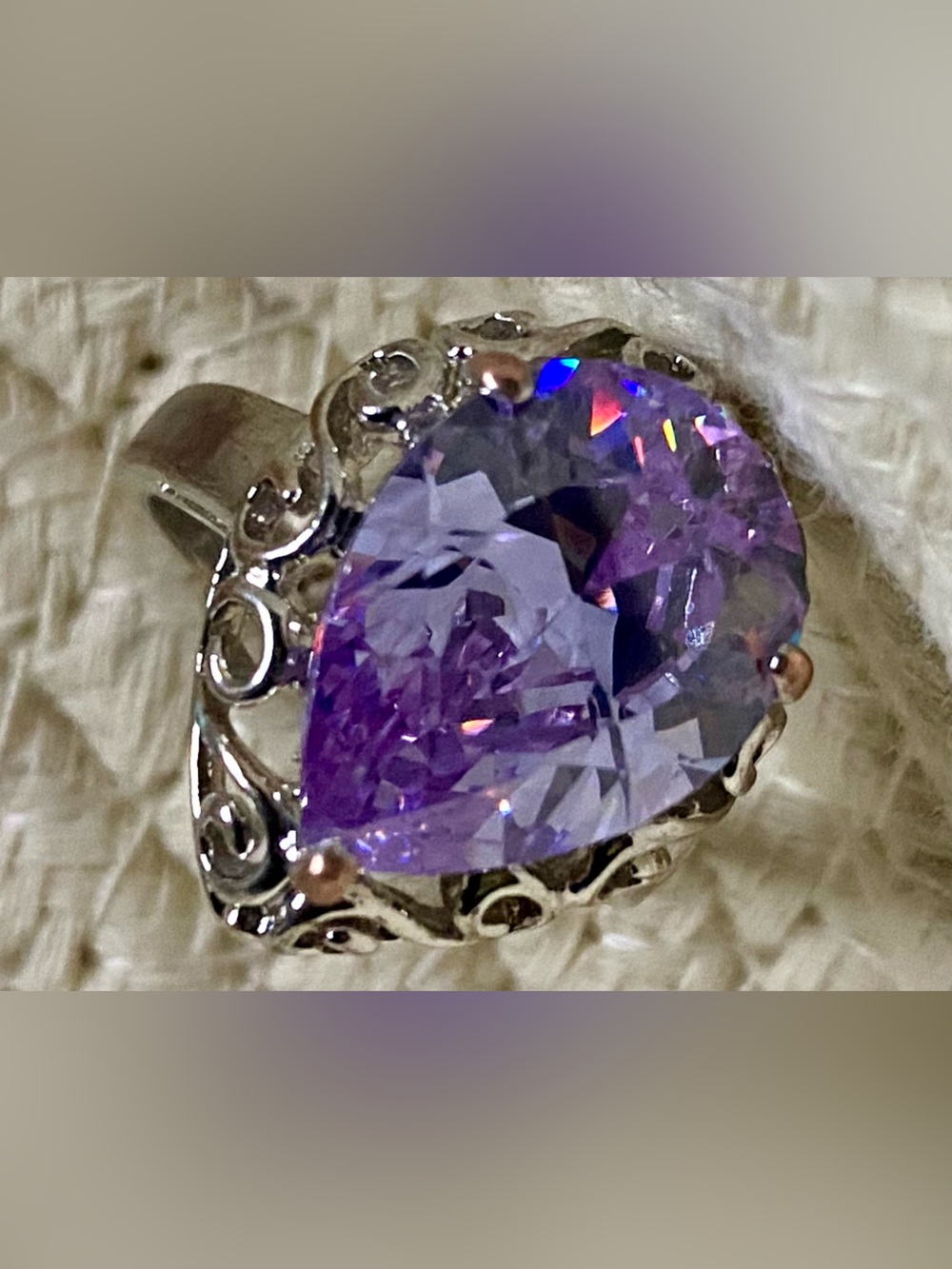Elegant Purple Teardrop Ring - Women Jewelry
